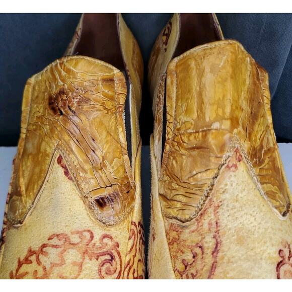 Jo Ghost Italian Yellow Crocodile Leather Loafers Vero Cuoio Shoes EU45 US 12.5 - Picture 5 of 16